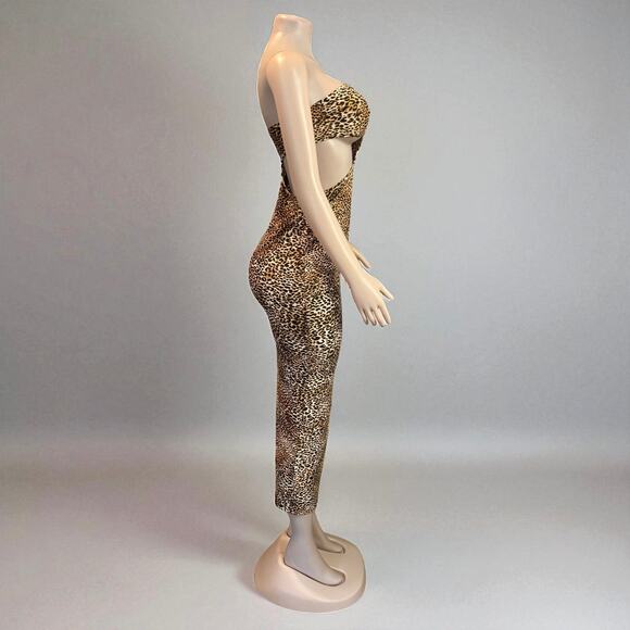 Leopard Print Strapless Midi Dress - Picture 5 of 6